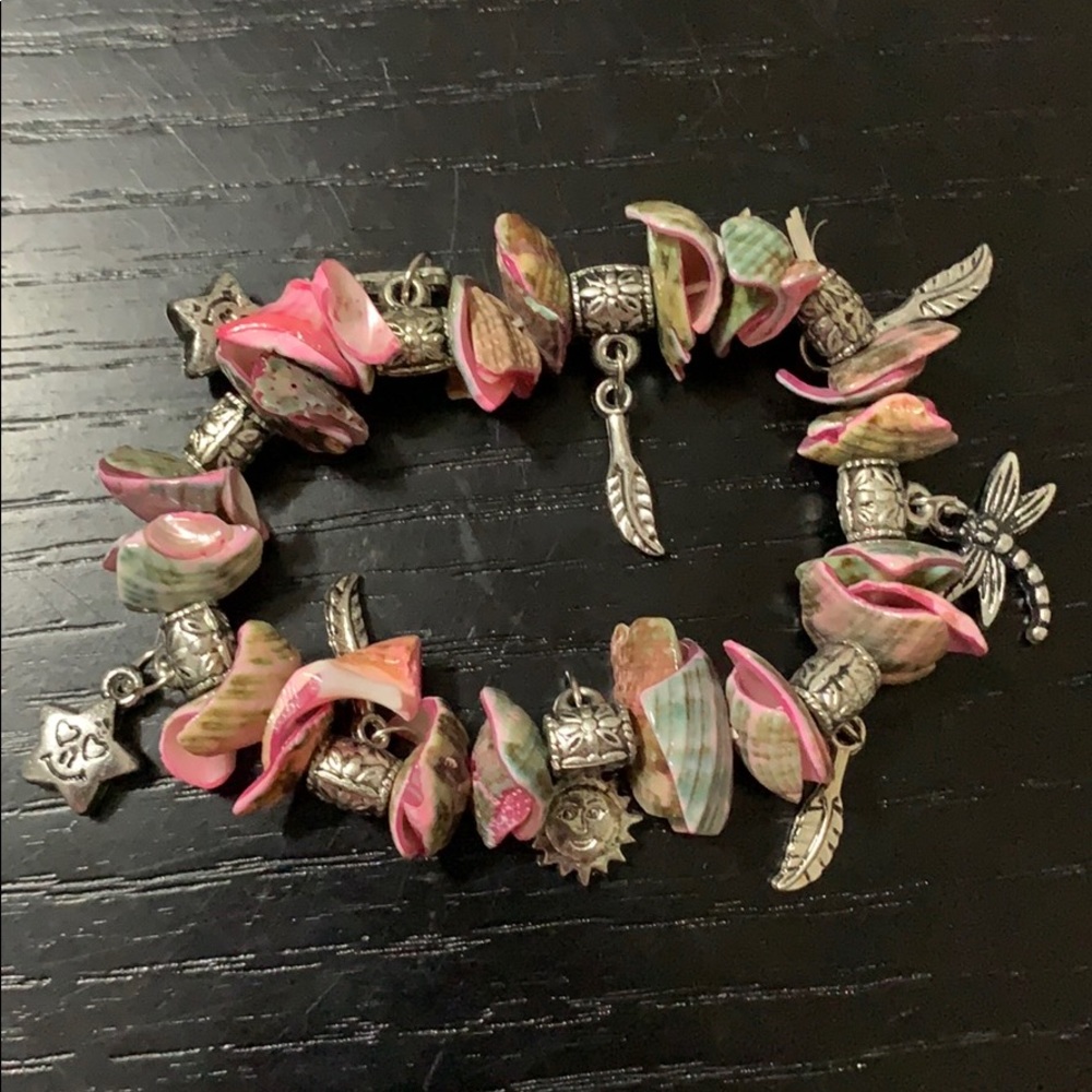 Bracelet handmade made with pink seashells charms